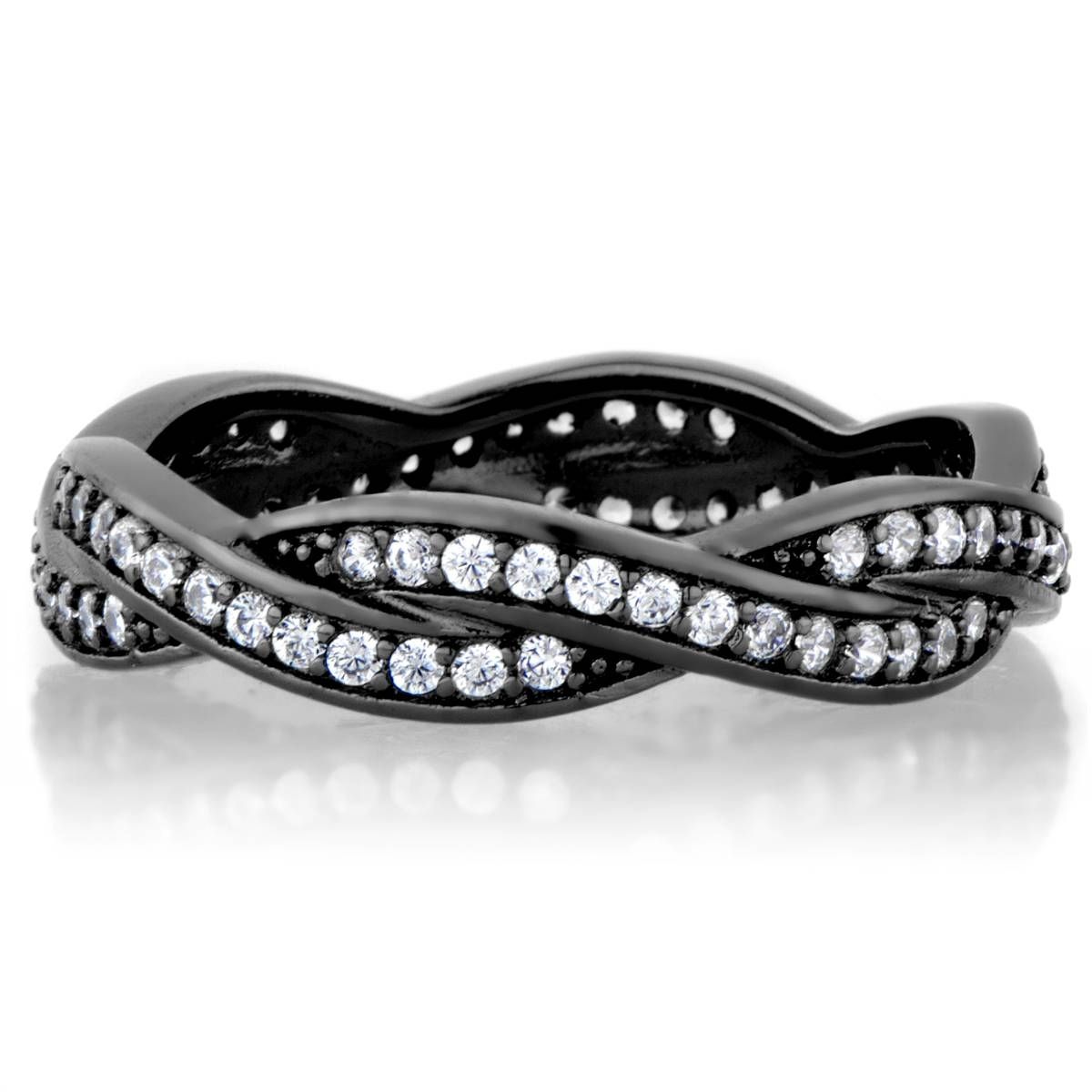 Devera's Black And White Cz Twisted Wedding Ring With Regard To Infinity Twist Wedding Bands (View 11 of 15)