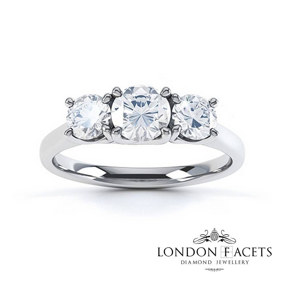 Diamanda 18ct White Gold Diamond Engagement Ring | Diamond And Within White Gold Trilogy Engagement Rings (View 7 of 15)