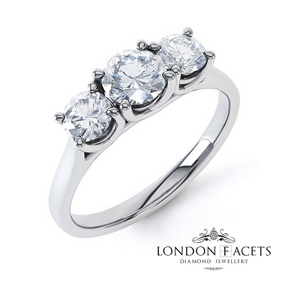 Diamanda Platinum Diamond Engagement Ring | Diamond And Gemstone Pertaining To Trilogy Engagement Rings (View 2 of 15)