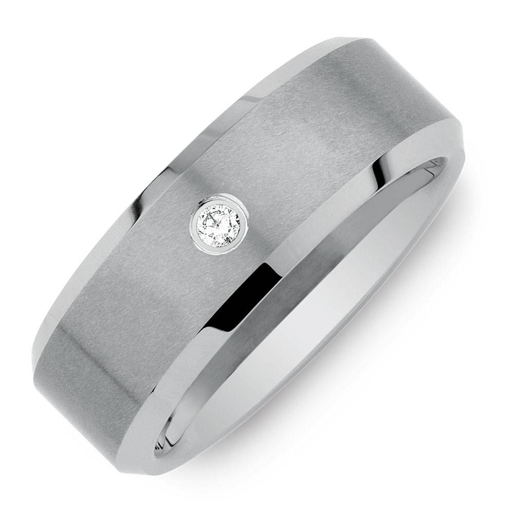Diamond Set Ring In Grey Tungsten Inside Michael Hill Mens Wedding Bands (View 9 of 15)