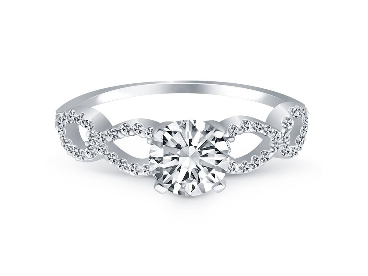 Double Infinity Diamond Engagement Ring Mounting In 14k White Gold Within Infinity Diamond Wedding Rings (View 5 of 15)