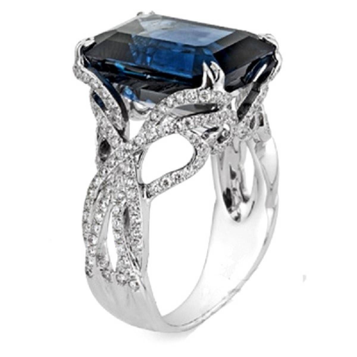 Emerald Cut Diamond Sapphire Engagement Ring Sapphire Engagement In Emerald Engagement Rings For Women (View 15 of 15)