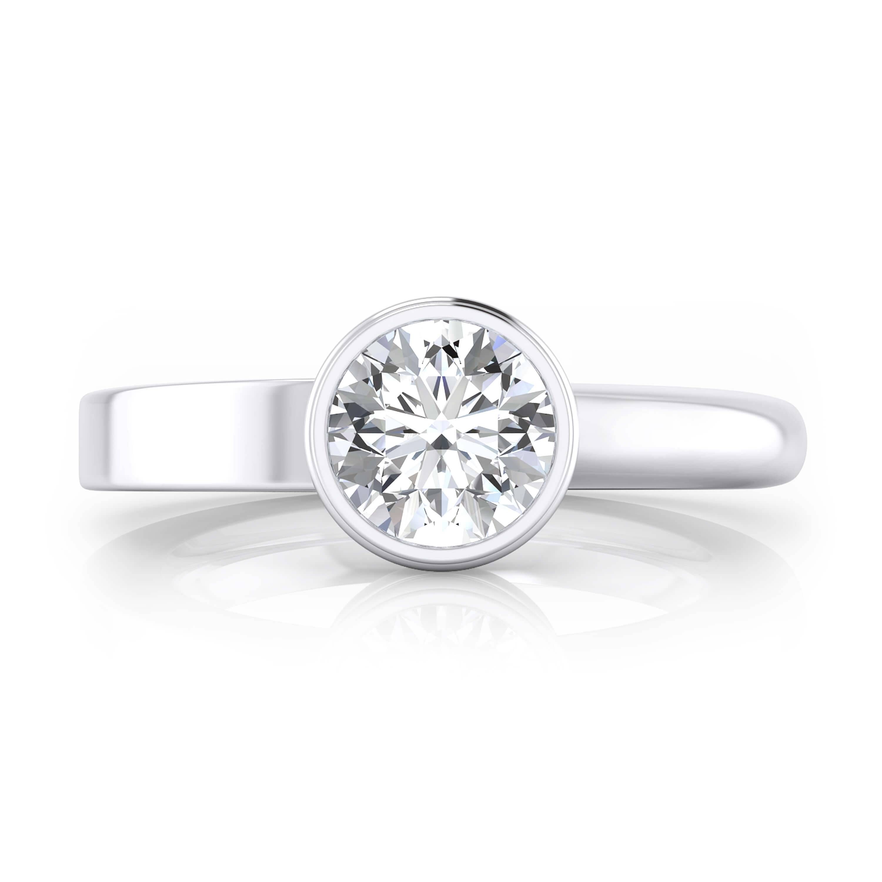 Engagement Rings – 18k White Gold | Jewellery Online Inside Flat Engagement Ring Settings (View 11 of 15)