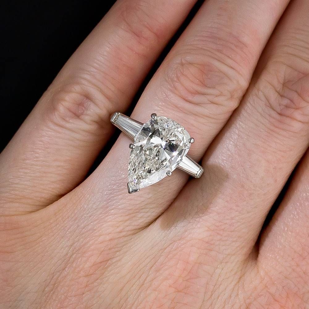 Engagement Rings : Delicate Pear Cut Solitaire Diamond Ring Within Pear Shaped 2 Carat Engagement Rings (View 6 of 15)