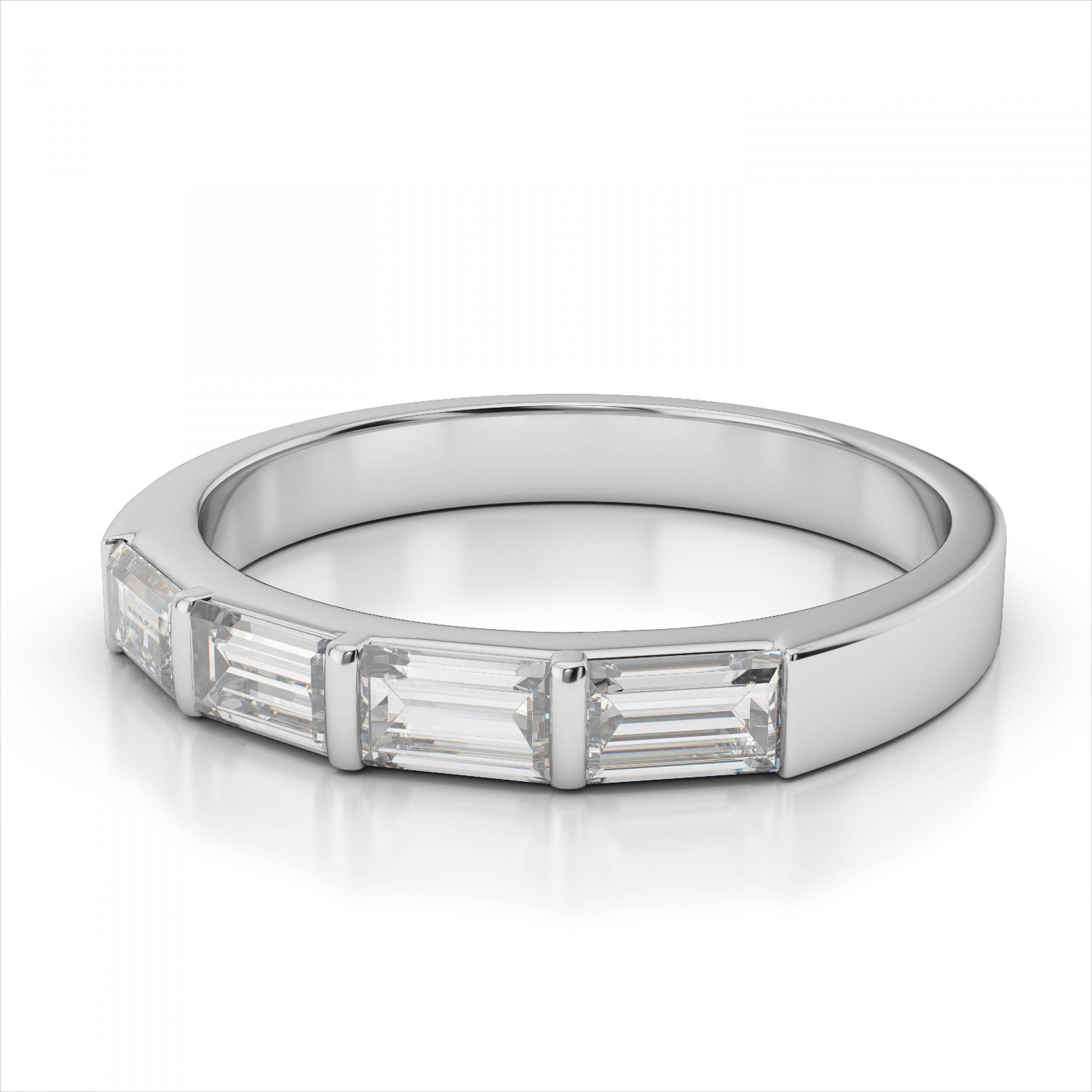 Four Stone Diamond Wedding Bands And Rings With Regard To Wedding Bands With Baguettes (View 9 of 15)