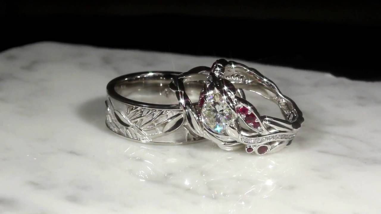 Garden Trellis Engagement Ring And Tree Of Life Wedding Set – Youtube Intended For Tree Of Life Engagement Rings (View 3 of 15)