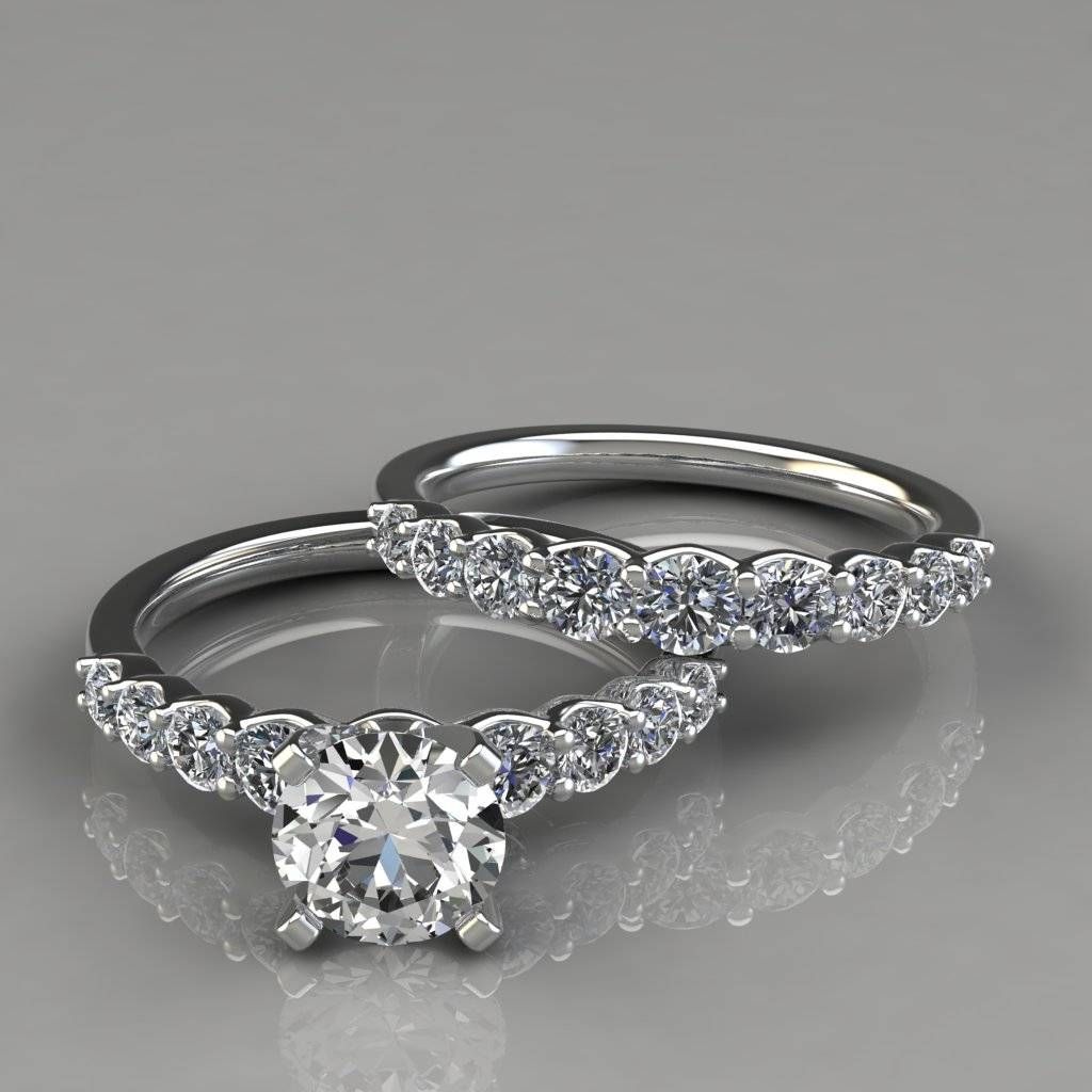 Graduated Engagement Ring And Wedding Band Set – Puregemsjewels Within Engagement Ring And Wedding Band Sets (View 15 of 15)