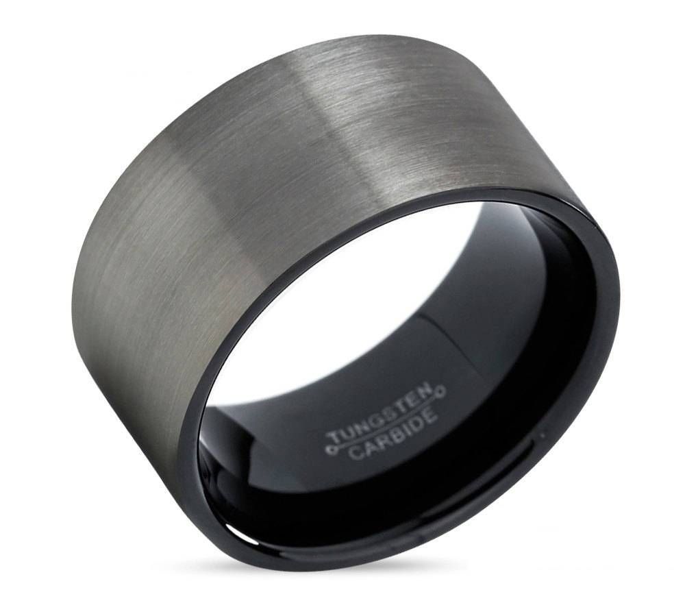 Gunmetal Tungsten Ring Black Wedding Band Ring Tungsten Carbide Pertaining To Gunmetal Wedding Bands (View 14 of 15)