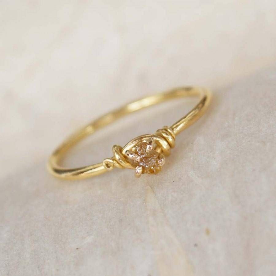 Handmade, Diamond Engagement Ring, 18k Solid Gold Ring, Wire Wrap Regarding Handmade Gold Engagement Rings (View 4 of 15)