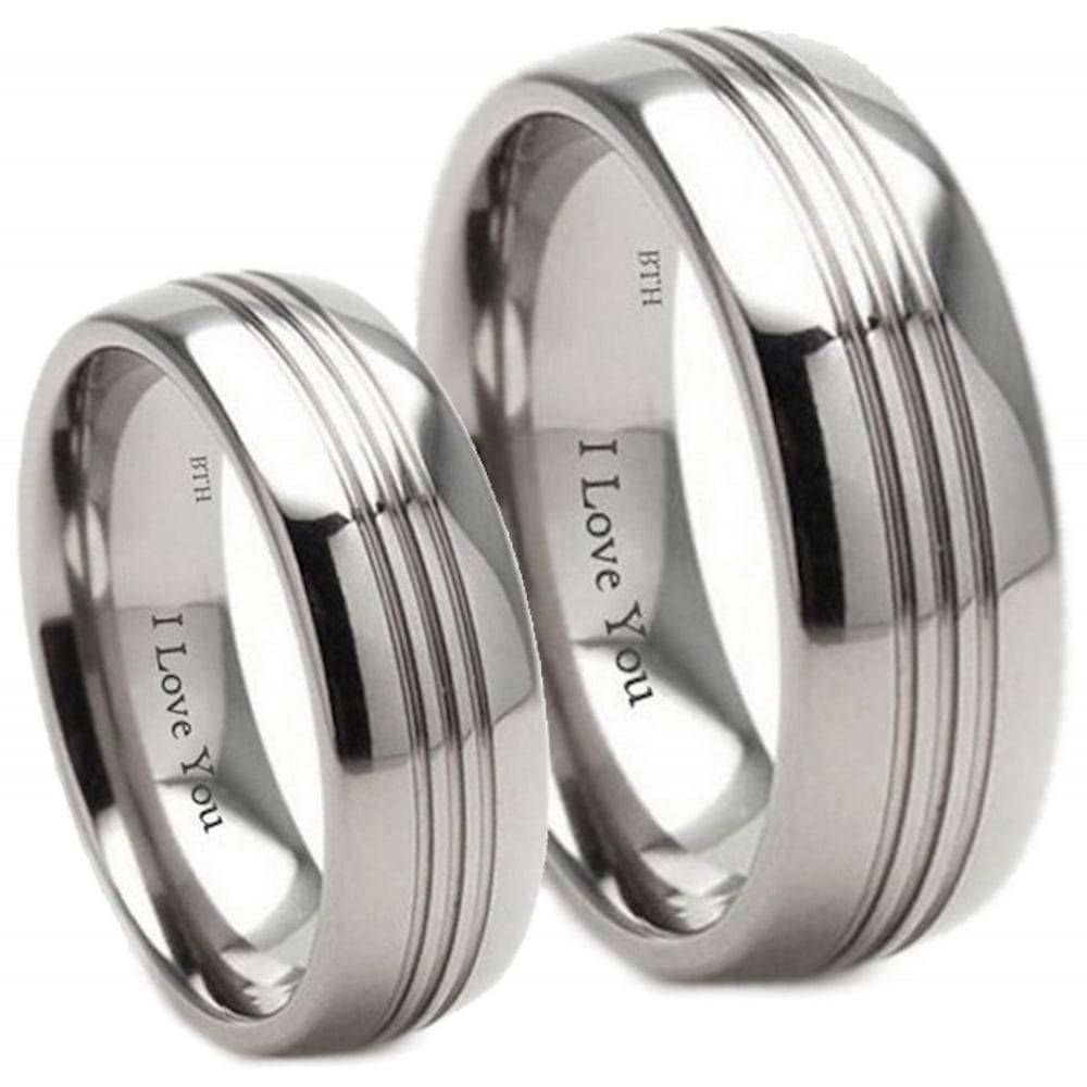 His And Hers Matching Titanium 7mm Wedding Engagement Ring Set For Couple Rings For Engagement (View 12 of 15)