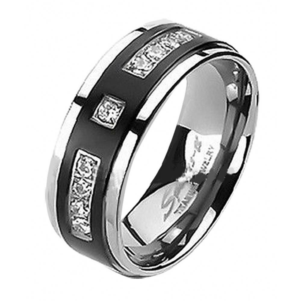 His & Hers 3 Pcs Wedding Engagement Ring Set Titanium Cz Matching Pertaining To Men&#039;s Cz Wedding Bands (View 11 of 15)