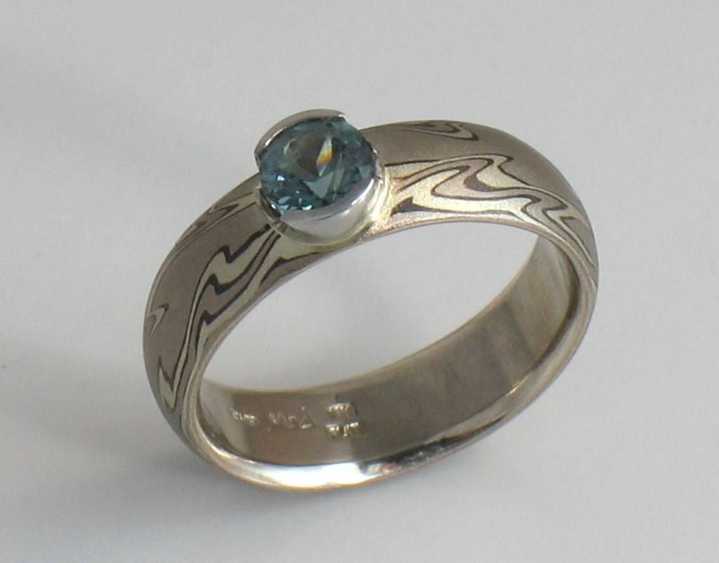 Hood River Jewelers – Sapphire And Mokume Gane Ring Intended For Mokume Engagement Rings (Photo 8 of 15)