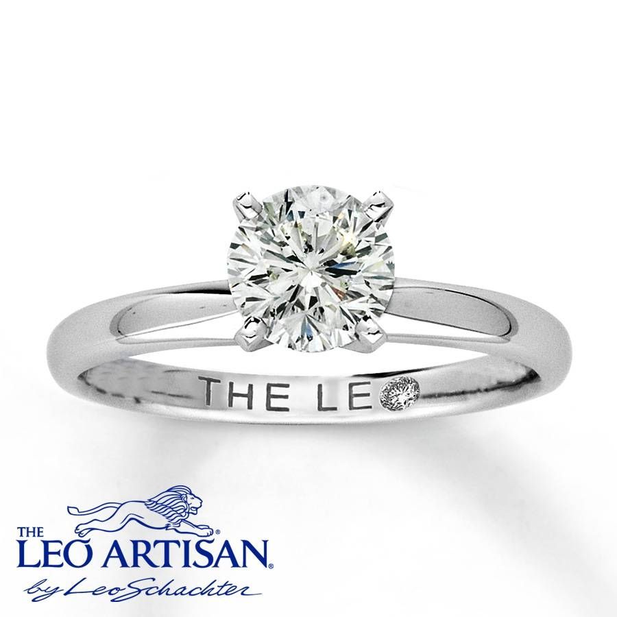 Jared – Leo Artisan Diamond 1 Carat Round Cut 18k White Gold Ring In Leo Diamond Wedding Bands (View 7 of 15)