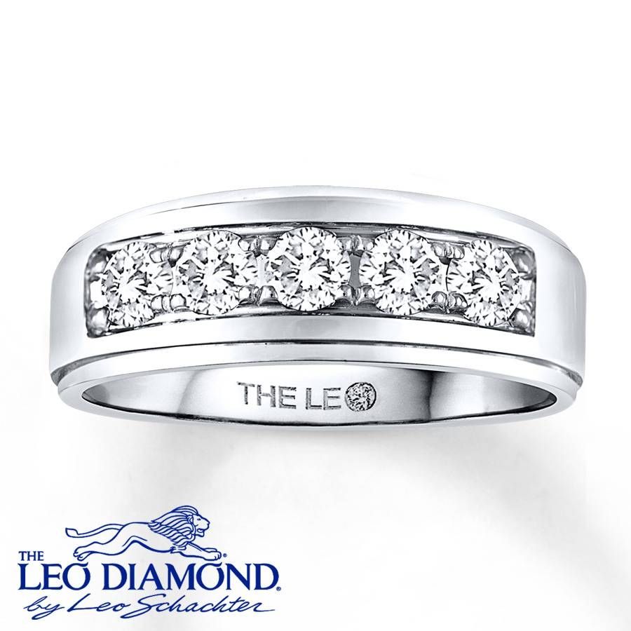 Jared – Leo Diamond Men's Band 1 Ct Tw Round Cut 14k White Gold Throughout Jared Jewelers Men&#039;s Wedding Bands (View 5 of 15)