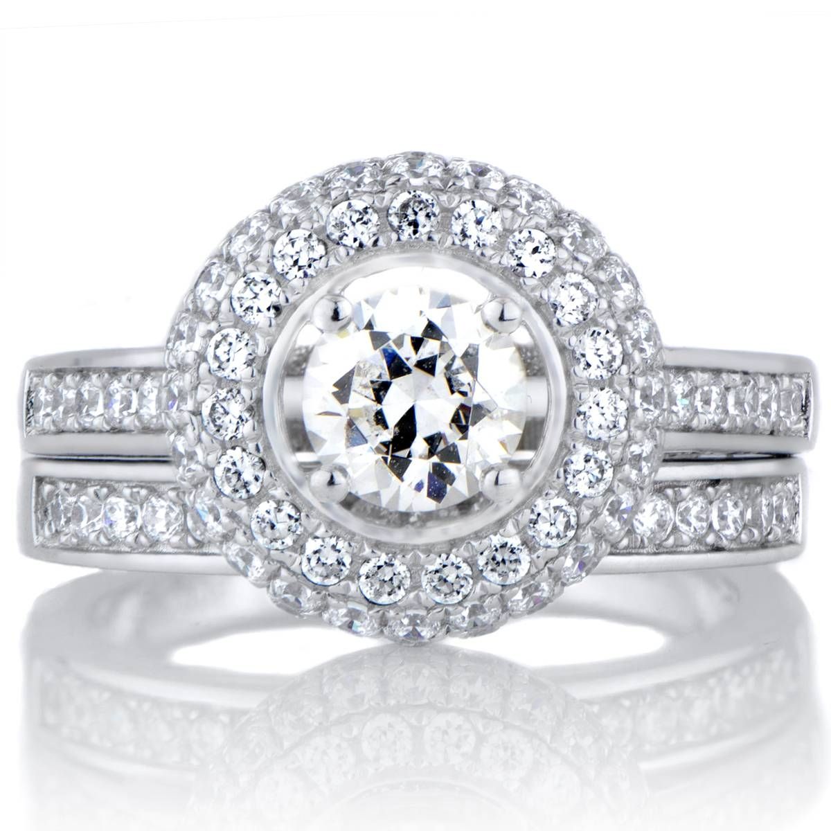 Karisma's Halo Cubic Zirconia Wedding Ring Set Inside Bling Wedding Rings (View 13 of 15)
