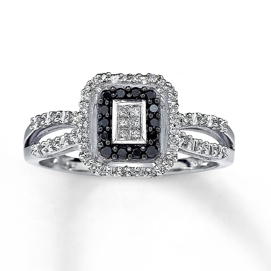 Kay – Black Diamond Ring Princess Cut 10k White Gold Pertaining To Wedding Rings With Black Diamonds (View 4 of 15)