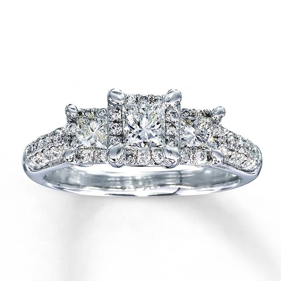 Kay – Diamond Engagement Ring 1 Ct Tw Princess Cut 14k White Gold In Princess Cut Diamond Wedding Rings (View 1 of 15)