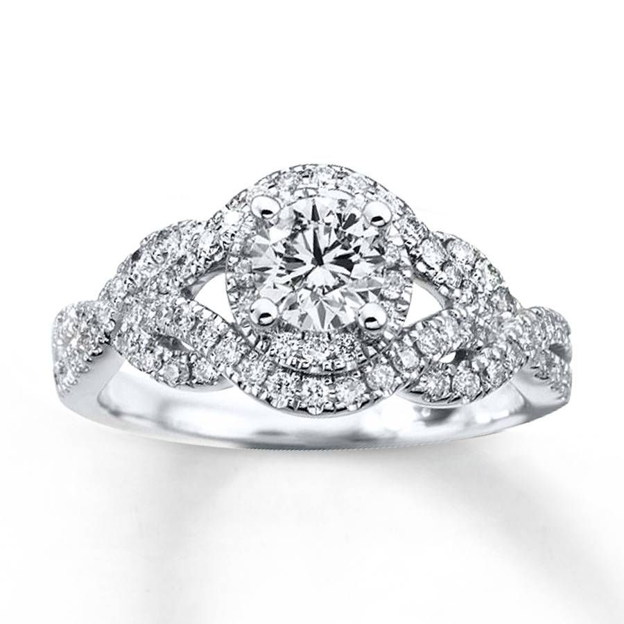 Kay – Diamond Engagement Ring 1 Ct Tw Round Cut 14k White Gold Regarding 14k Wedding Rings (View 2 of 15)