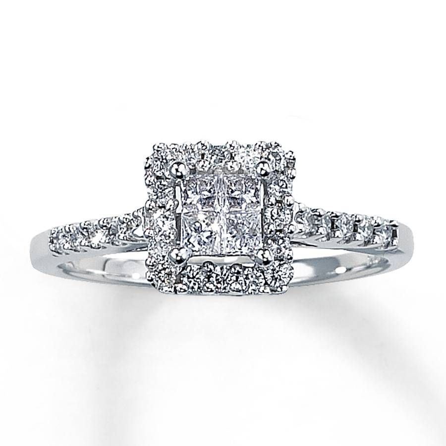 Kay – Diamond Engagement Ring 1/2 Ct Tw Princess Cut 14k White Gold With Regard To Princess Cut Engagement Rings (View 9 of 15)