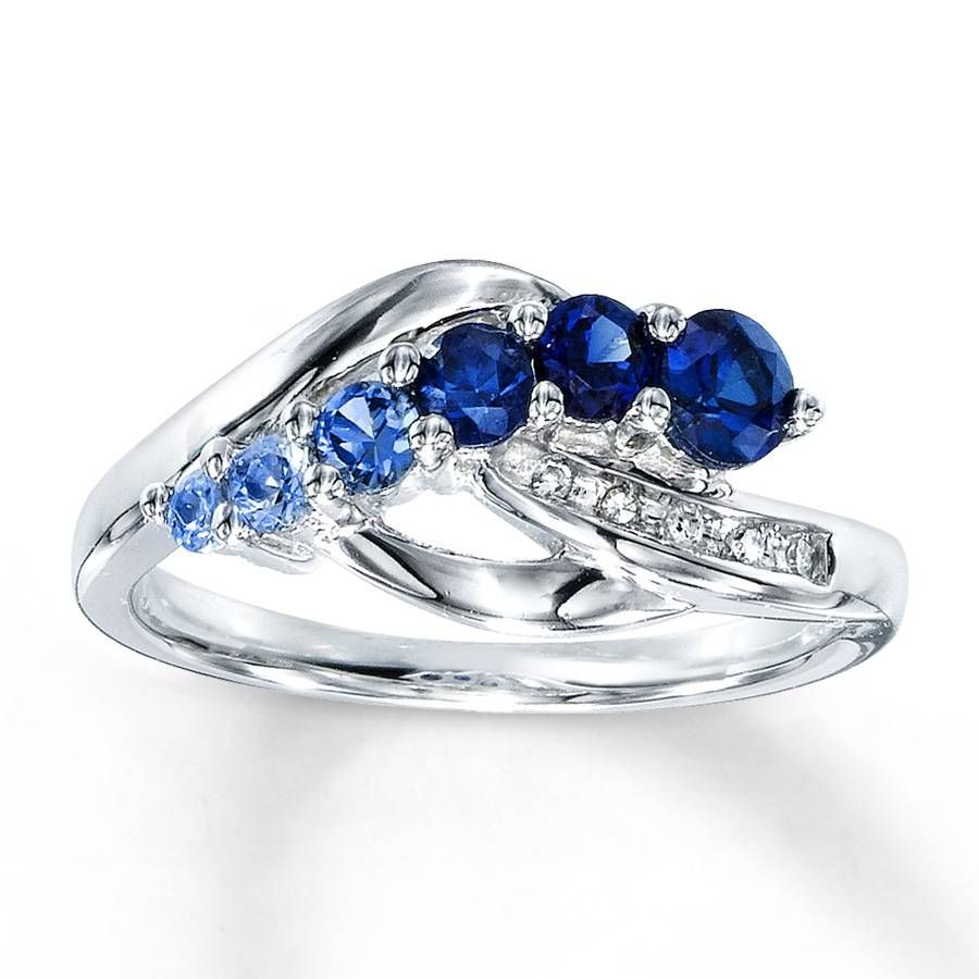 Kay – Lab Created Sapphire Ring Diamond Accents Sterling Silver Intended For Diamond And Sapphire Rings Engagement Rings (View 5 of 15)