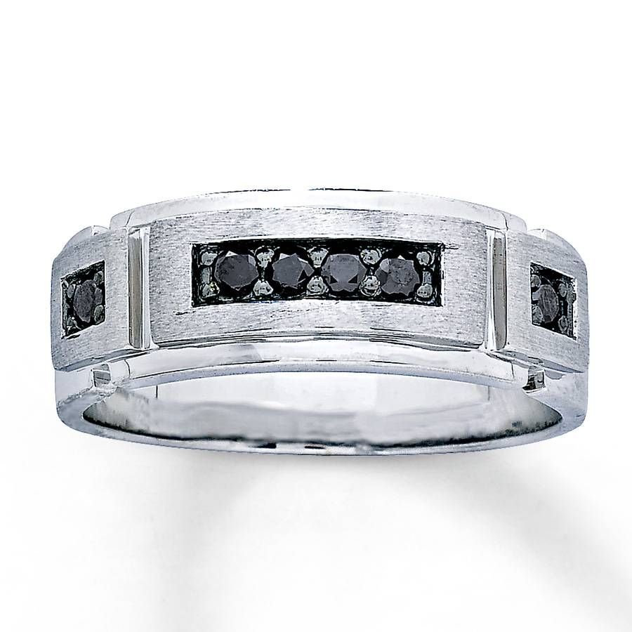 Kay – Men's 6mm Wedding Ring 1/4 Cttw Black Diamonds 10k White Gold Regarding Black And White Gold Men&#039;s Wedding Bands (View 12 of 15)