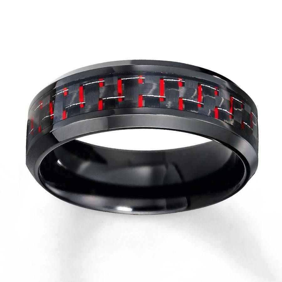 Kay – Men's Wedding Band Stainless Steel 8mm Throughout Men&#039;s Black And Red Wedding Bands (View 2 of 15)