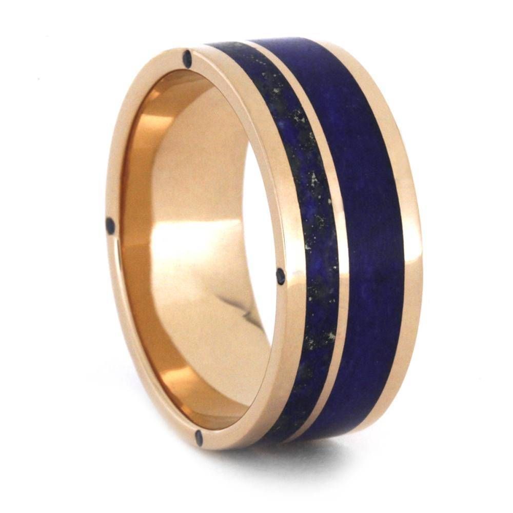 Lapis Lazuli Wedding Band In 14k Rose Gold, Sapphire Engagement Ring Pertaining To Sapphire Engagement Rings With Wedding Band (View 8 of 15)