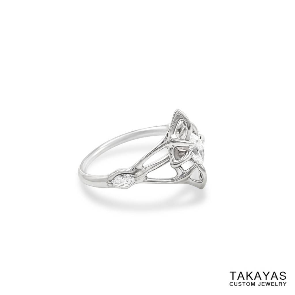 Lord Of The Rings Inspired Elven Wedding Ring Set — Takayas Custom Inside Elven Inspired Engagement Rings (View 1 of 15)