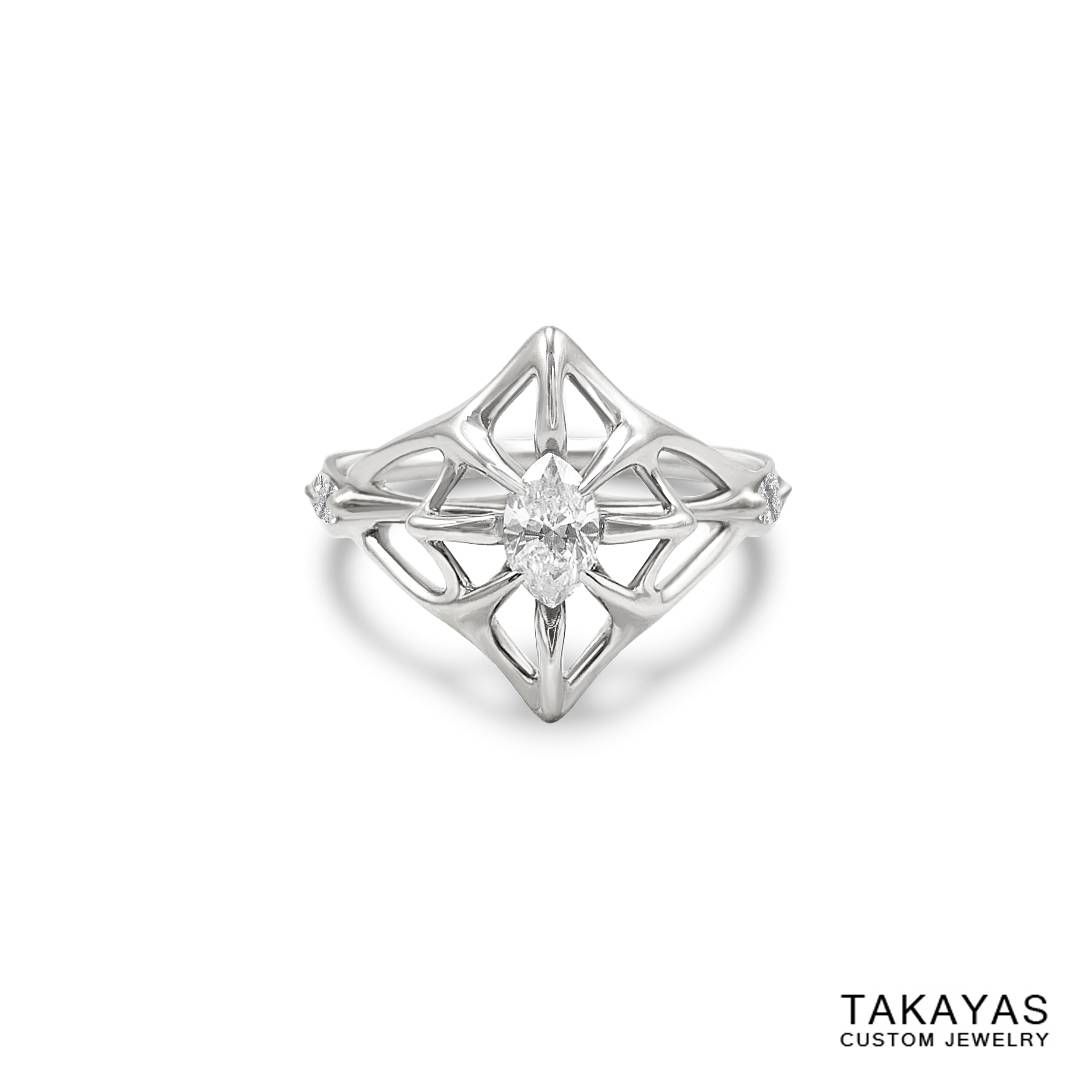 Lord Of The Rings Inspired Elven Wedding Ring Set — Takayas Custom Inside Elvish Engagement Rings (View 14 of 15)