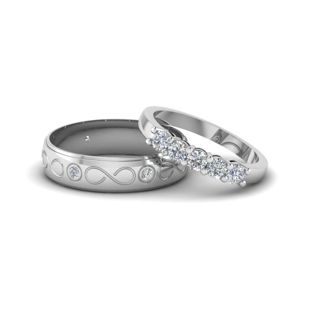 Matching Wedding Bands For Him And Her | Fascinating Diamonds Throughout Infinity Wedding Band And Engagement Rings (View 10 of 15)