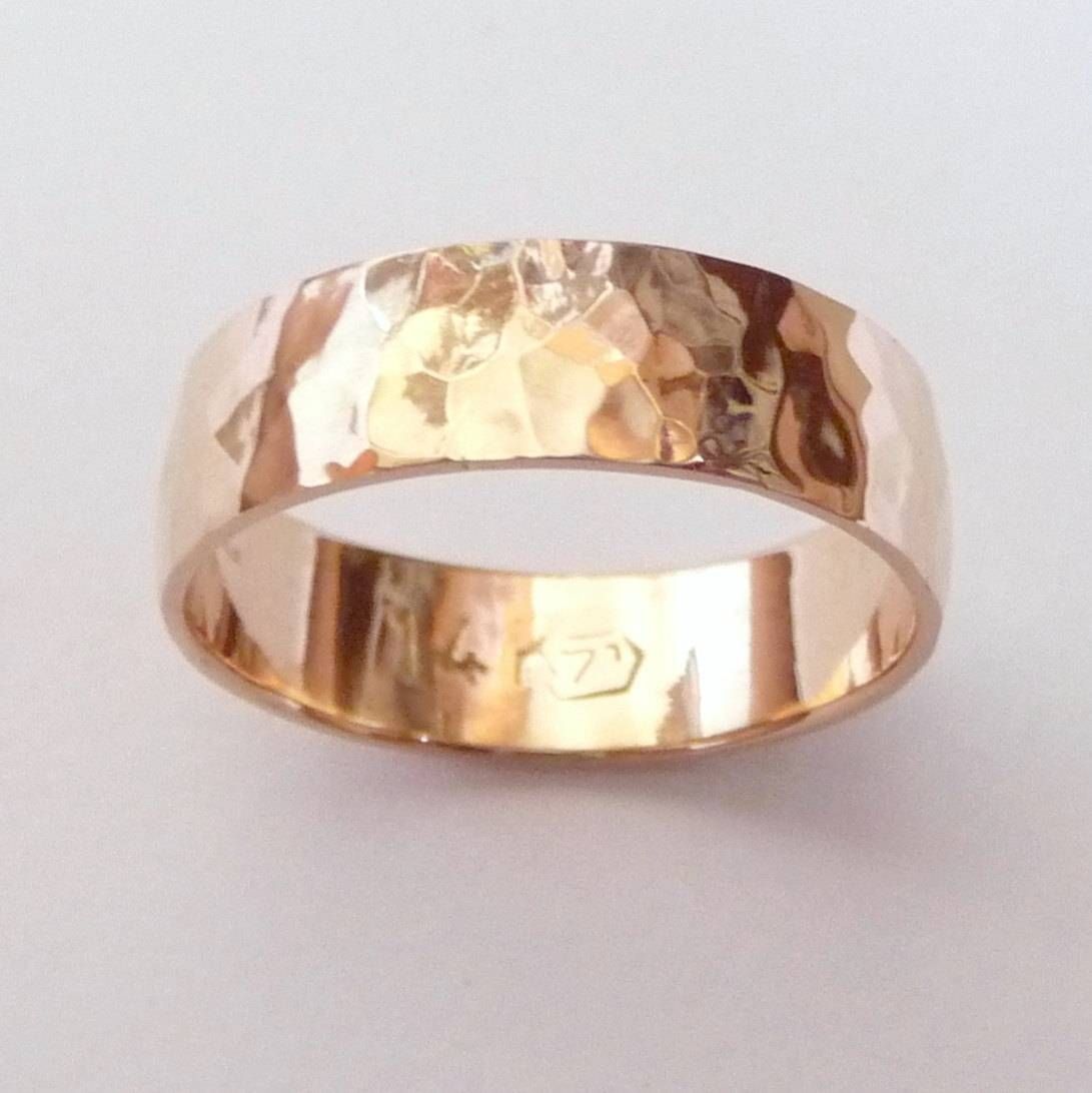 Men Rose Gold Wedding Band Hammered Wedding Ring 6mm Wide Ring Pertaining To Rose Gold Wedding Bands For Men (View 9 of 15)