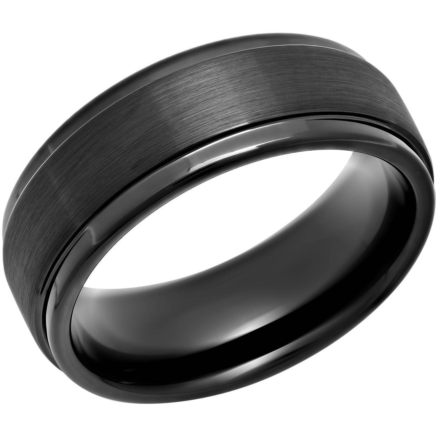 Men's Black Ip Tungsten 8mm Step Edge Comfort Fit Wedding Band Intended For Tungsten Wedding Bands (Photo 175 of 339)