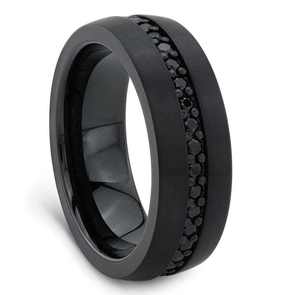 Men's Black Sapphire & Black Tungsten Ringtriton For Tungsten Wedding Bands (Photo 75 of 339)