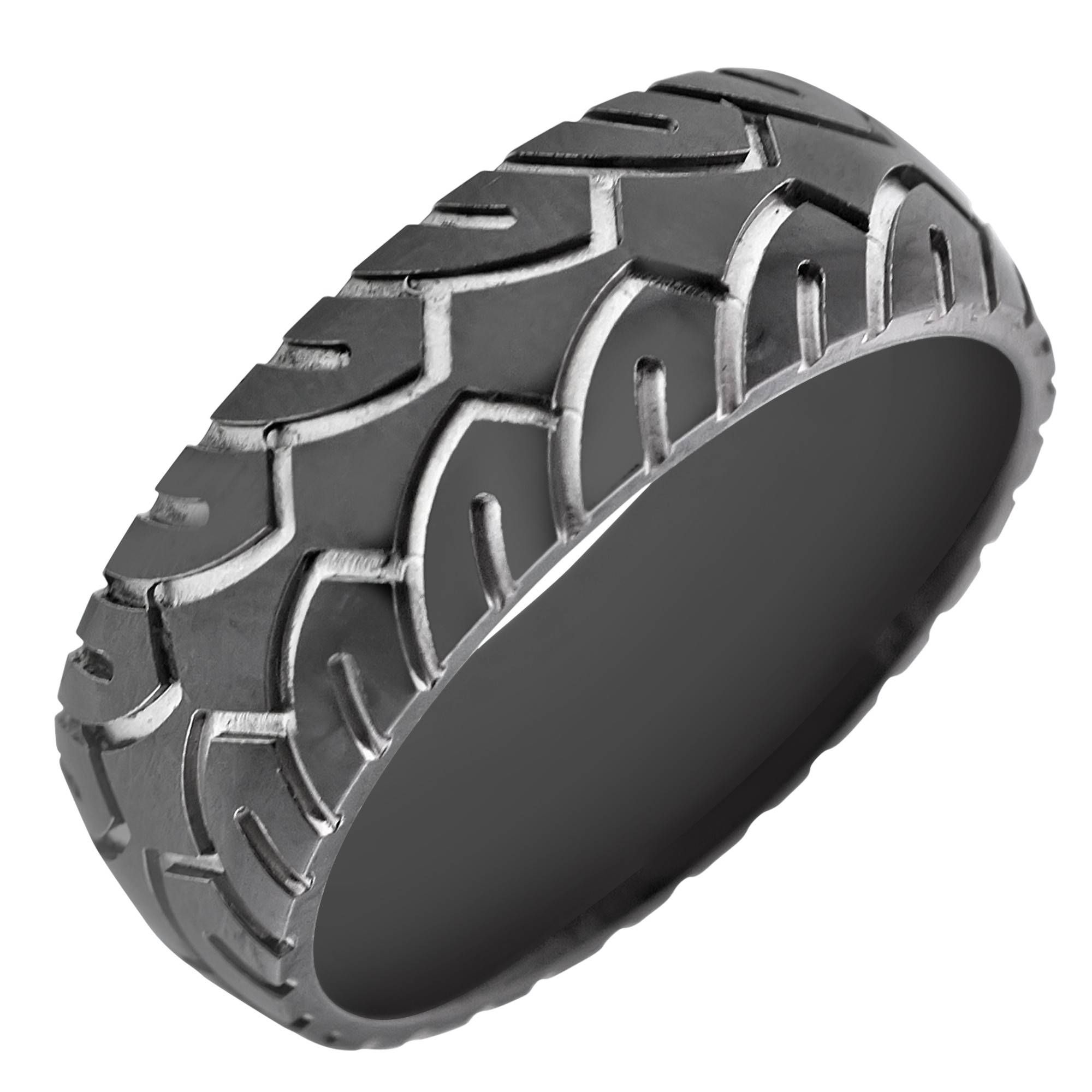 Mens Tire Tread Wedding Band In Black Zirconium (8mm) For Tire Wedding Bands (View 15 of 15)