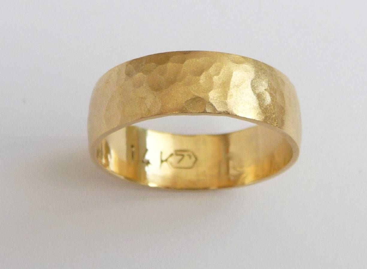 Men's Wedding Band 14k Gold Wedding Ring Hammered In Hammered Rose Gold Mens Wedding Bands (View 13 of 15)