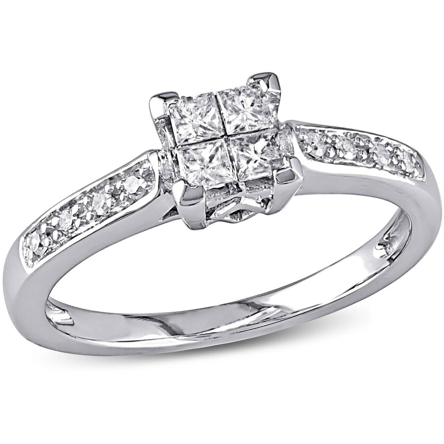 Miabella 1/4 Carat T.w. Princess And Round Cut Diamond Engagement Throughout Walmart Diamond Engagement Rings (Photo 7 of 15)