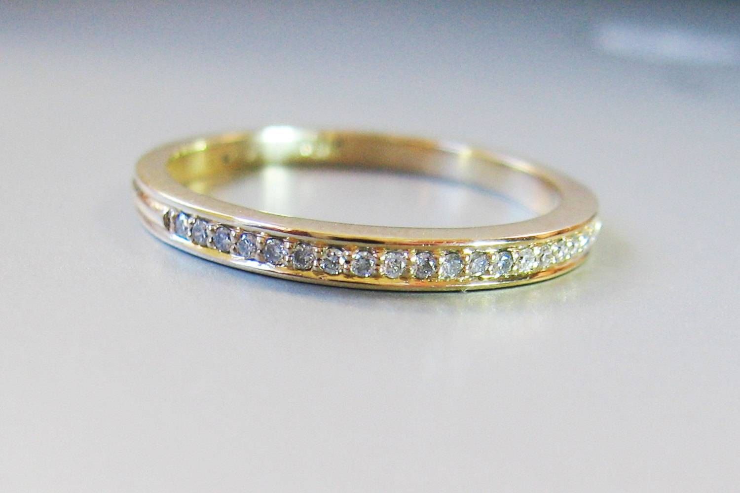 Micro Pave Diamond Eternity Ring 2mm In 14k Gold, Handmade Diamond Throughout Handmade Gold Engagement Rings (View 8 of 15)