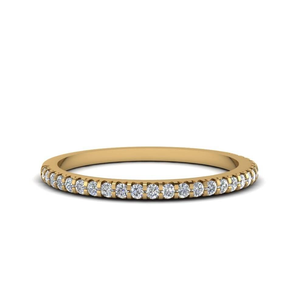 Micropave Diamond Wedding Band For Women In 14k Yellow Gold With Women's Yellow Gold Wedding Bands (View 1 of 15)