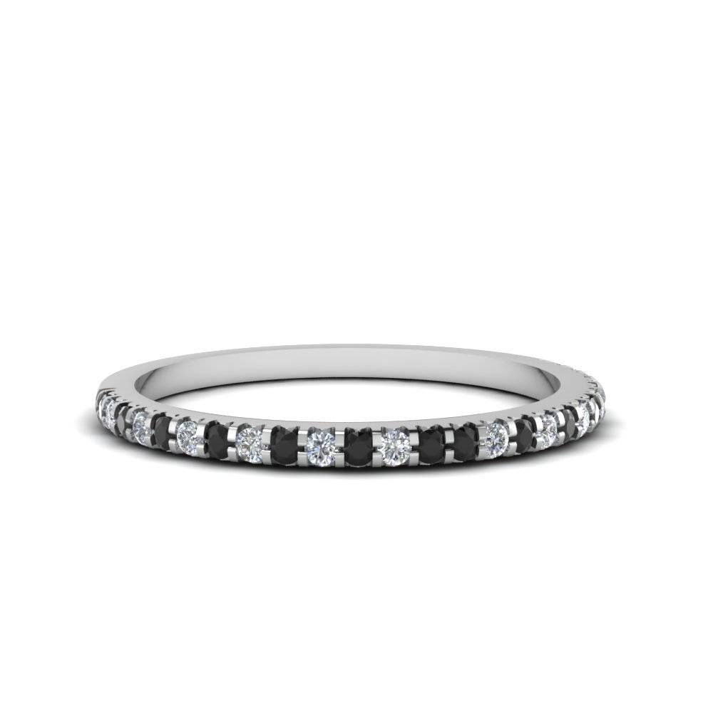 Micropave Wedding Band For Women With Black Diamond In 14k White For Wedding Rings With Black Diamonds (View 8 of 15)