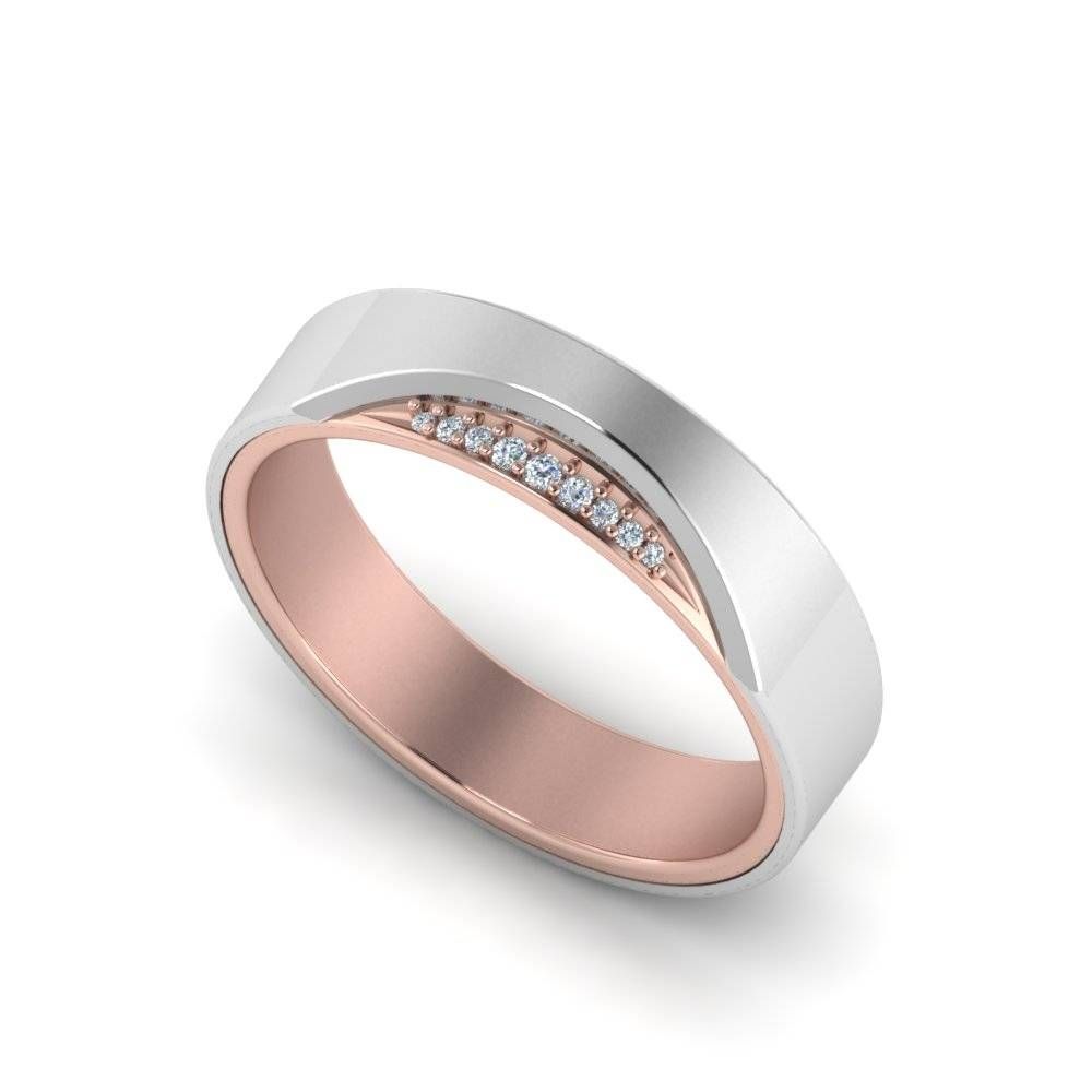 Modern 2 Tone Mens Diamond Band In 14k White Gold | Fascinating With Regard To Two Tone Wedding Bands For Him (View 12 of 15)