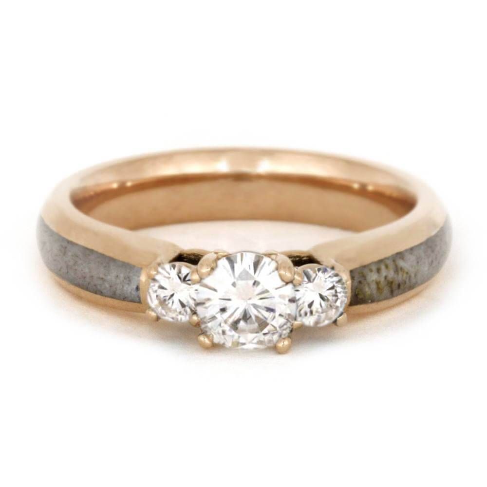 Moissanite Engagement Ring, Deer Antler Ring In Rose Gold Intended For Antler Engagement Rings (View 11 of 15)