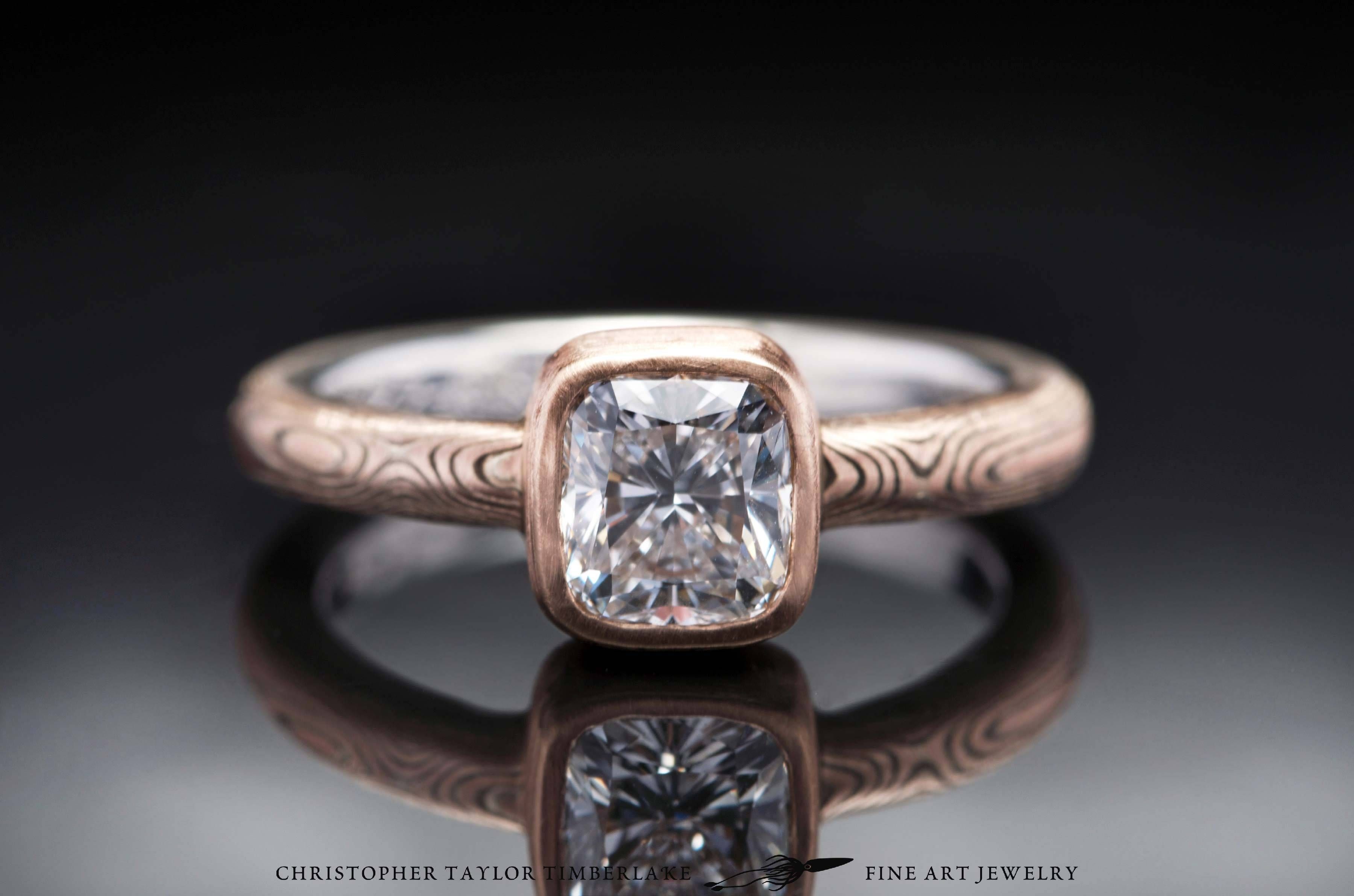 Mokumé Gane Rose Gold And Sterling Silver Ring With Custom Stone With Mokume Gane Engagement Rings (View 7 of 15)