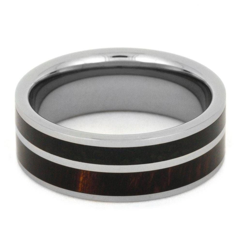 Obsidian Ring In Tungsten With Ironwood Complement Within Obsidian Wedding Bands (View 12 of 15)