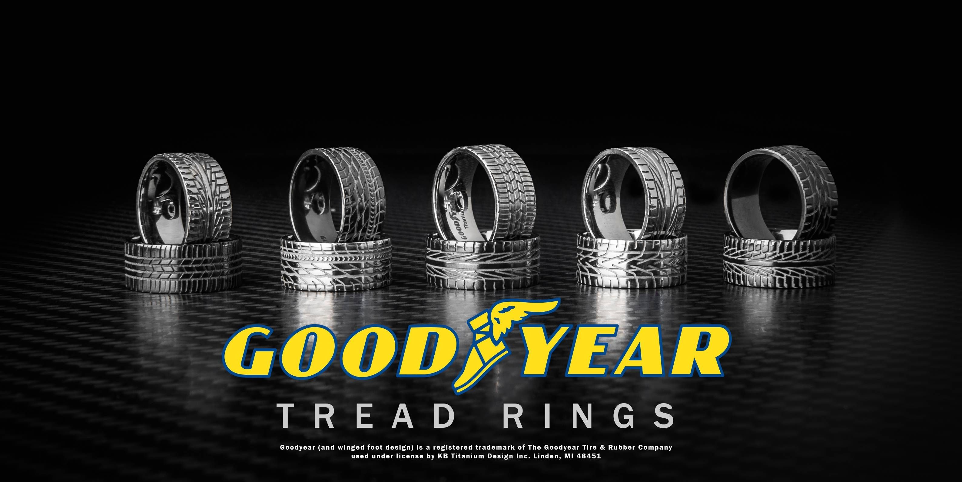 Officially Licensed Goodyear Tire Rings, Tread Rings Inside Tire Wedding Bands (View 10 of 15)