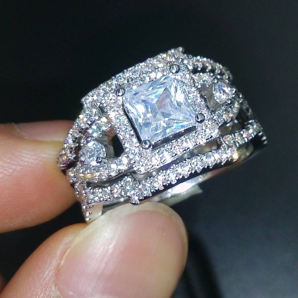 Online Get Cheap Princess Cut Bridal Rings  Aliexpress Pertaining To Princess Cut Wedding Rings For Women (View 9 of 15)