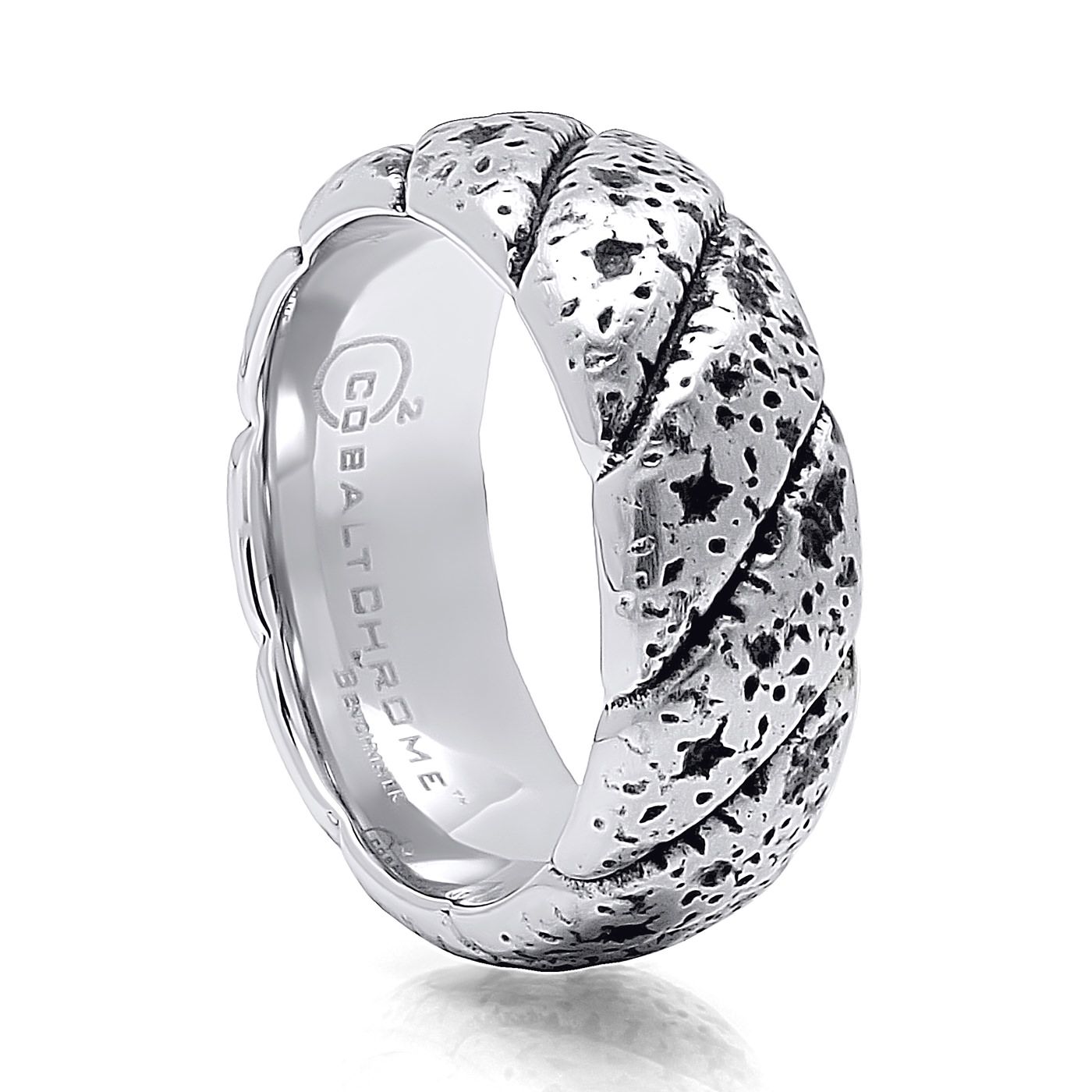 Ore 9mm Distressed Design Cobalt Ring – Benchmark – Men's Wedding Band In Cobalt Wedding Rings (View 15 of 15)