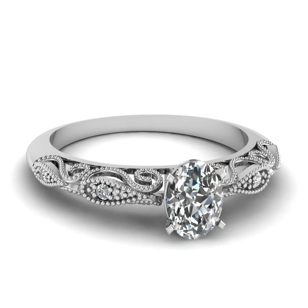 Oval Shaped Paisley Diamond Ring In 14k White Gold | Fascinating With White Gold And Diamond Wedding Rings (View 3 of 15)