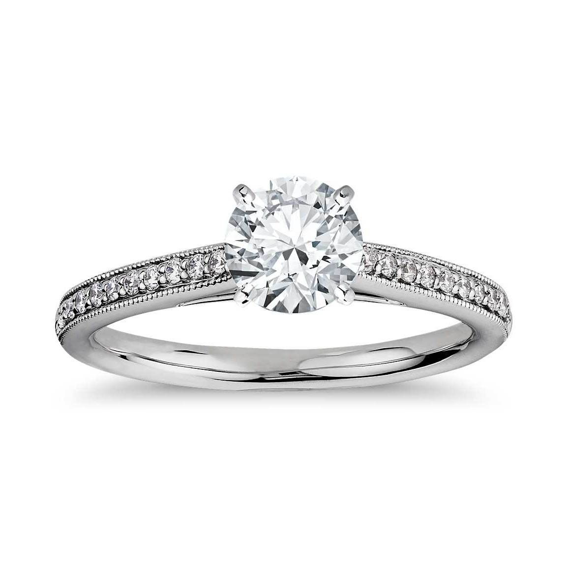 Pavé Cubic Zirconia Engagement Ring In 14k White Gold Plated Over Regarding White Gold Zirconia Wedding Rings (View 4 of 15)