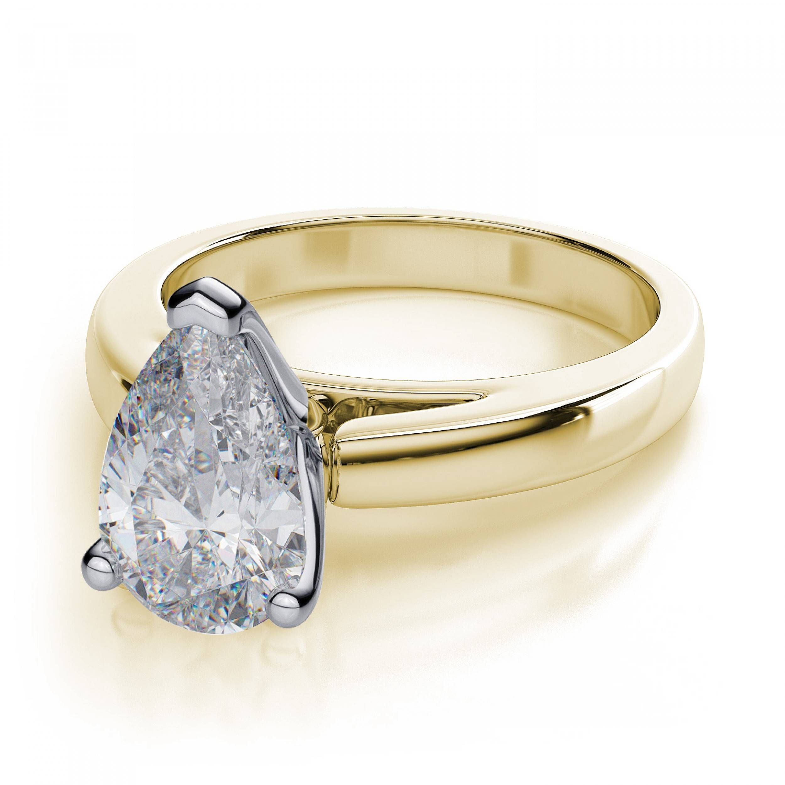 Pear Cut Diamond Engagement Ring – 18k Yellow Gold Inside Engagement Rings 18k Yellow Gold (View 8 of 15)