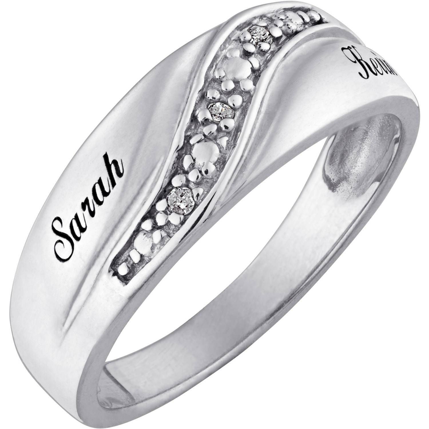 Personalized Sterling Silver Mens Diamond Accent Name Wedding Band Regarding Silver Wedding Bands For Her (View 3 of 15)